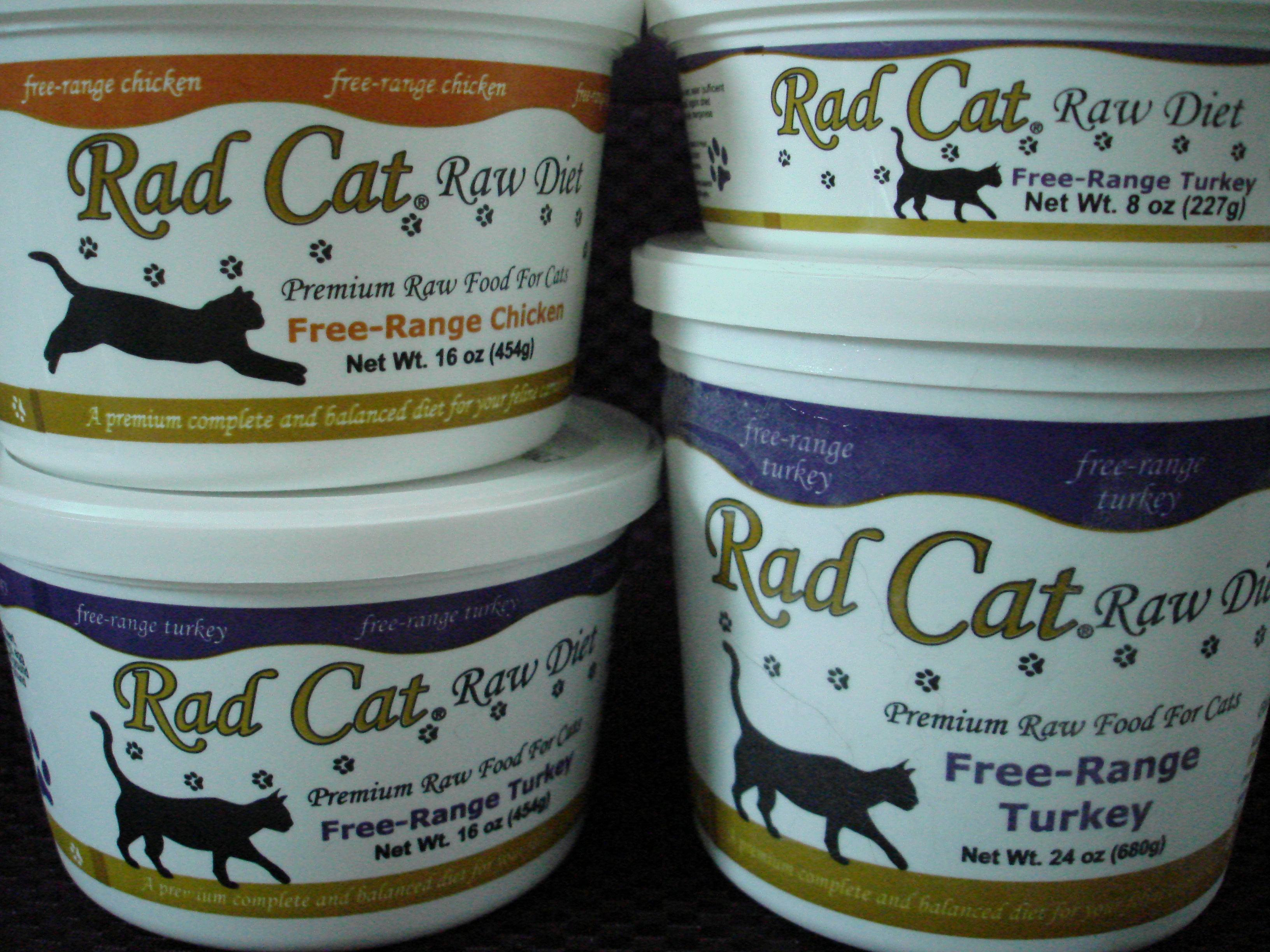Rad Cat raw cat food tubs
